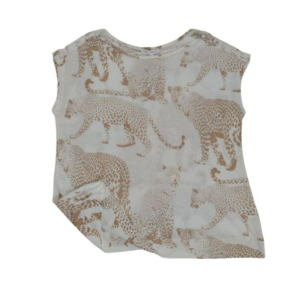 Jane + Delancey Womens Beige Top With Leopard Print Pattern, rayon and linen. - Picture 5 of 8